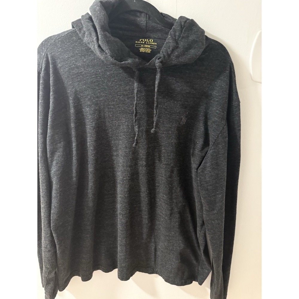 Polo Ralph Lauren Men's Jersey Hooded Tee Shirt‎ Marbled Grey Long Sleeve Med